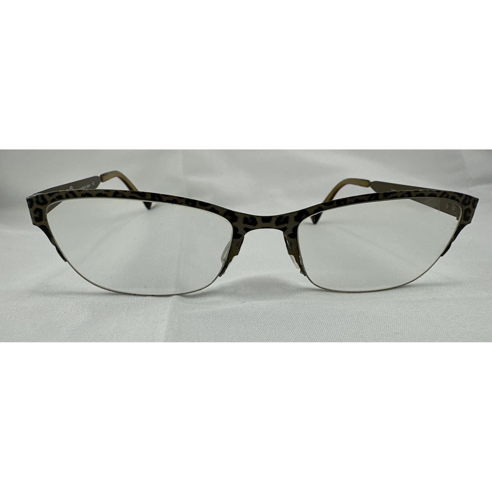 ZERO G TITANIUM CROWN HEIGHTS Brown Leopard Half Rim 55-17-135 Eyeglasses Frame‎